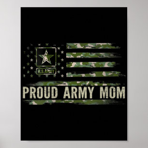 Poster Femmes Vintage Fier Armée Maman Camo American Flag