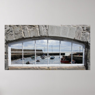 Poster Fenêtre Arrière avec 'fausse vue' des bateaux de p