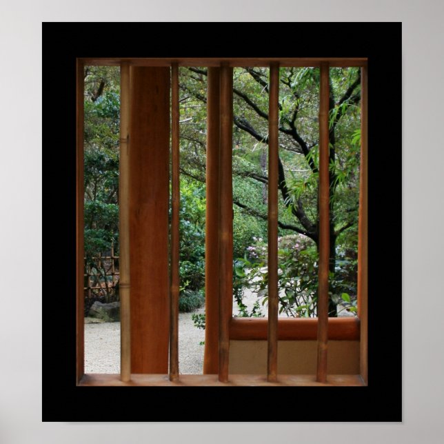 Poster Fenêtre Bambou (Devant)