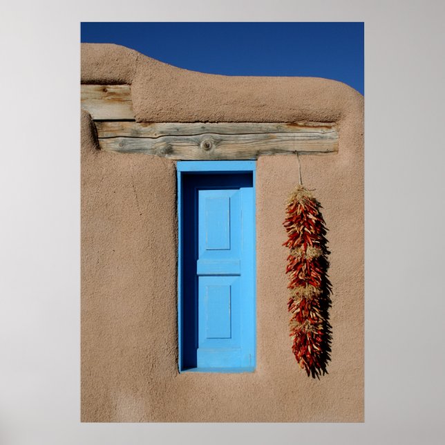 Poster Fenêtre bleue de Taos (Devant)