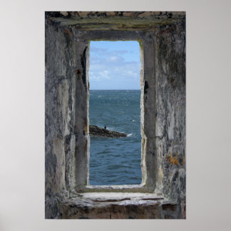 Poster Fenêtre du château avec vue sur l'océan