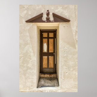 Poster FENÊTRE EN BOIS Brown SUR MUR BLANC EN BÉTON