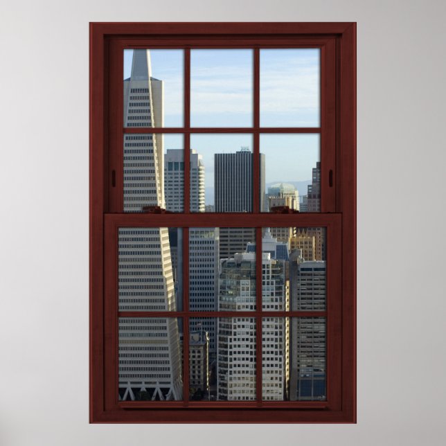 Poster Fenêtre en bois de cerisier de San Francisco Skyli (Devant)