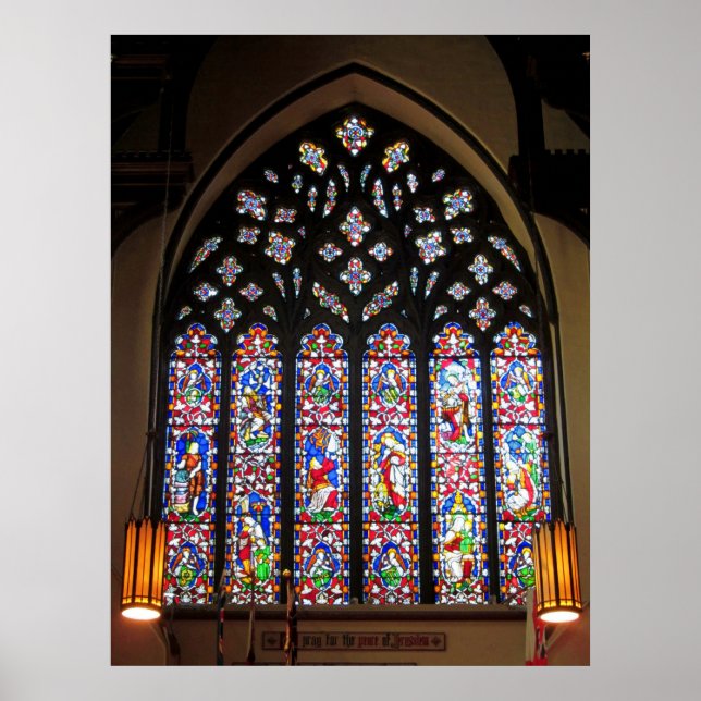 Poster Fenêtre en verre ciselé Ouest Cathédrale Christ Ch (Devant)