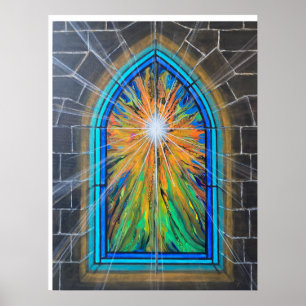 Poster Fenêtre en verre de l'église Light 3