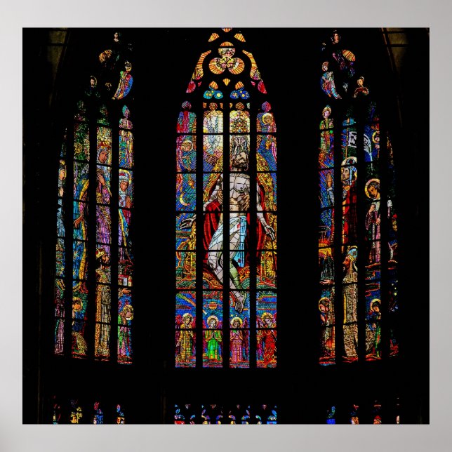 Poster Fenêtre en verre tendu, Cathédrale Saint-Vitus, Pr (Devant)