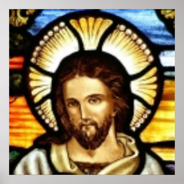 Poster Fenêtre en verre tendu de Jésus Christ (Devant)