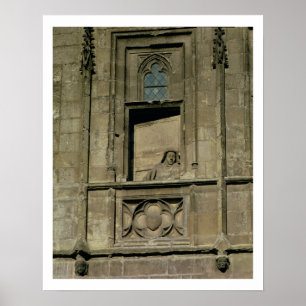 Poster Fenêtre molle dans la façade d'entrée avec un pers