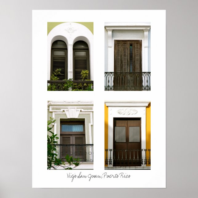 Poster Fenêtres Du Vieux San Juan, Porto Rico (Devant)