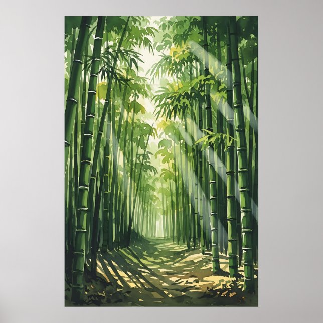 Poster Feng Shui Bamboo peinture aquarelle (Devant)