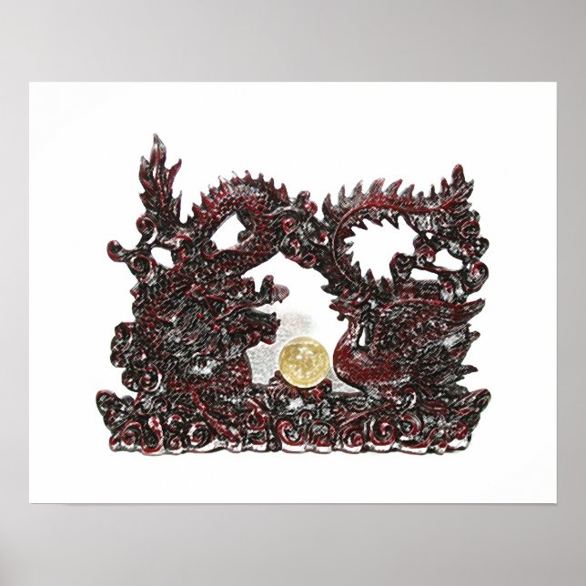 Poster Feng Shui Dragon & Phoenix (Devant)