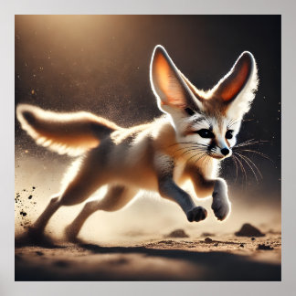 Poster Fennec Fox en mouvement Dynamic Desert Wildlife Po