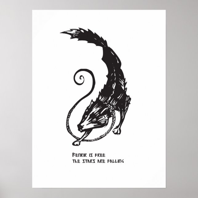 Poster Fenrir Fenris est free dog viking norse mythology (Devant)