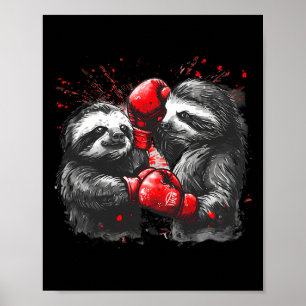 Poster Fente De Boxe Avec Gants De Boxe Kickboxing Funny