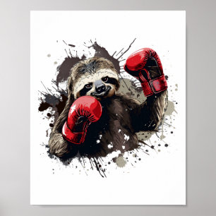 Poster Fente De Boxe Avec Gants De Boxe Kickboxing Funny 