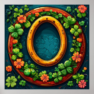 Poster Fer à cheval et trèfle