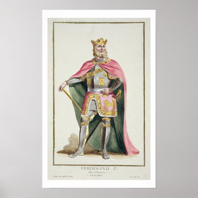Poster Ferdinand I (1379-1416) Roi d'Aragon de 'Receu (Devant)