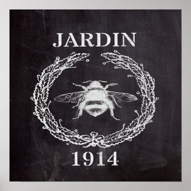 Poster ferhosue chic chalkboard français vintage abeille (Devant)