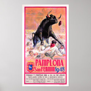 Poster Feria de Pampelune vintage 1948