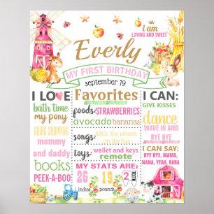 Poster Ferme Animaux Barnyard Signal d'anniversaire