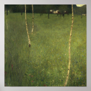 Poster Ferme avec des arbres de bouleau, 1900