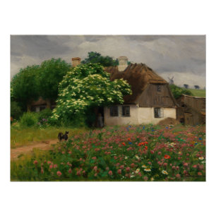 Poster Ferme avec Fleurs de prairie
