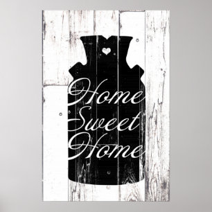 Poster Ferme Bois Blanc Lait Rustique Jug Accueil Mur Art
