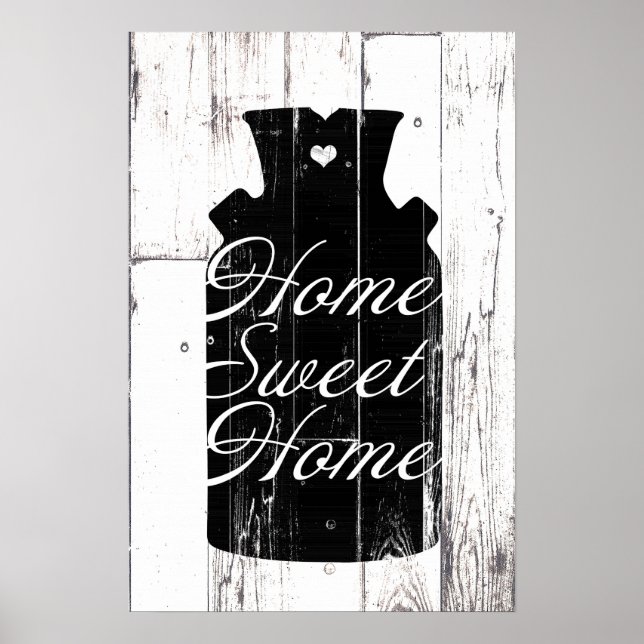 Poster Ferme Bois Blanc Lait Rustique Jug Accueil Mur Art (Devant)