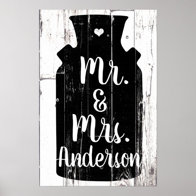 Poster Ferme Bois Blanc Lait Rustique Jug Accueil Mur Art (Devant)