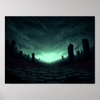 Poster Ferme de science-fiction surréaliste avec illustra