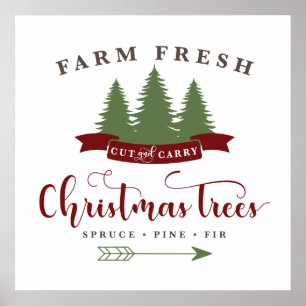 Poster Ferme des arbres de Noël frais