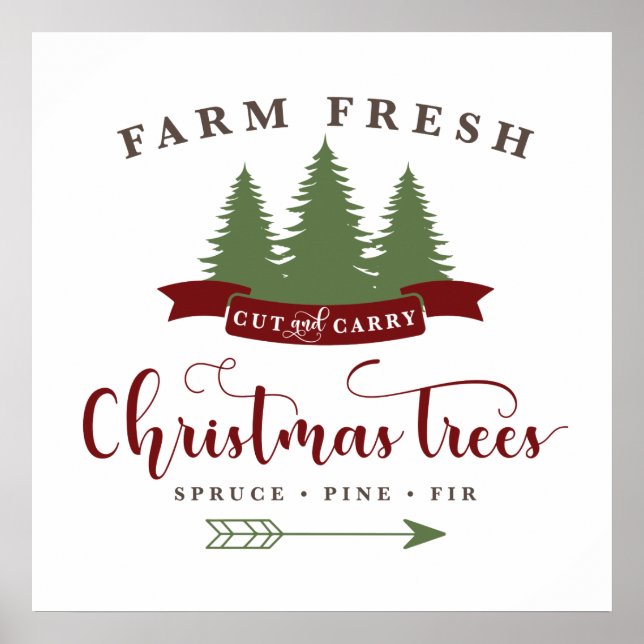 Poster Ferme des arbres de Noël frais (Devant)