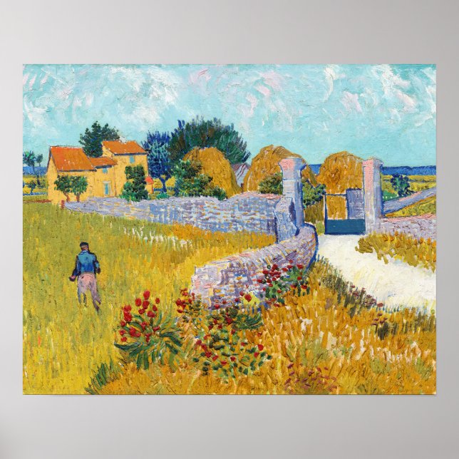 Poster Ferme en Provence (1888) par Vincent Van Gogh (Devant)