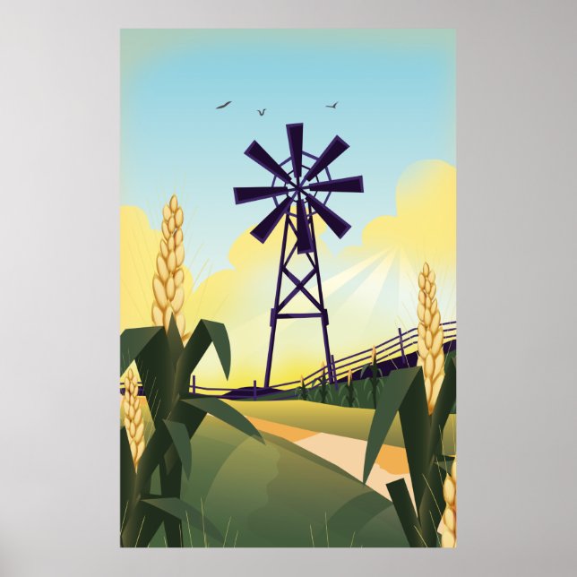 Poster Ferme et moulin à vent (Devant)