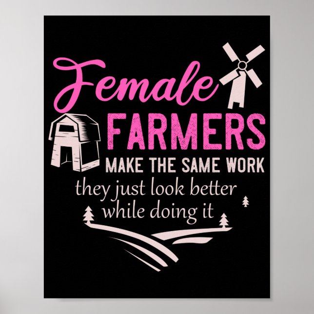 Poster Ferme Fille Animaux Femme Farmer Rancher Fille (Devant)