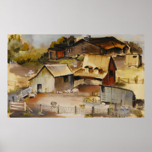 Poster Ferme Iowa Ruth Ziegler Rustic Americana Art