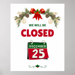 Poster Fermé le 25 décembre Heures de magasin