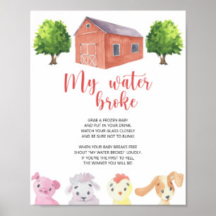 Poster Ferme - Mon eau s'est cassée