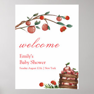 Poster Ferme rustique Ladybug Apple Baby shower fille Bie