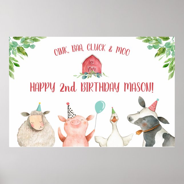 Poster Ferme Vieux MacDonald Barnyard Animaux rouges Bien (Devant)