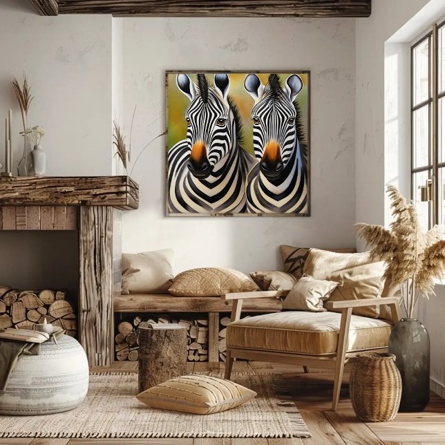 Poster Fermer Zebra Pair Bold et Striking Wildlife (Créateur téléchargé)
