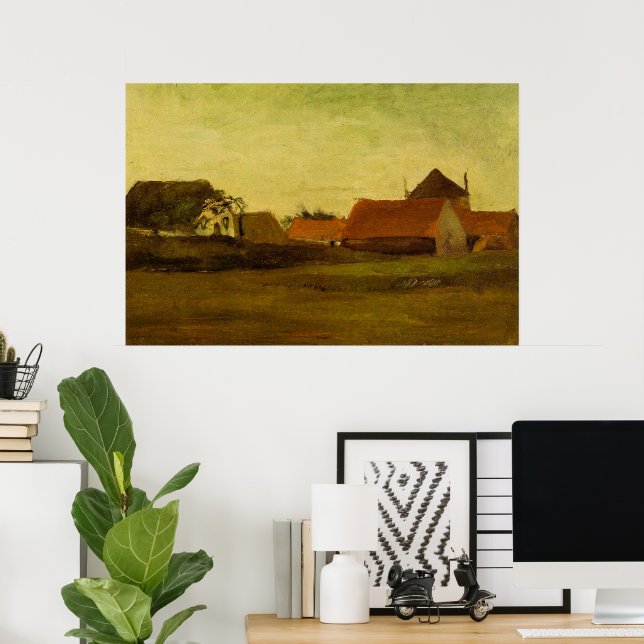 Poster Fermes à Loosduinen La Haye par Vincent van Gogh (Bureau à domicile)