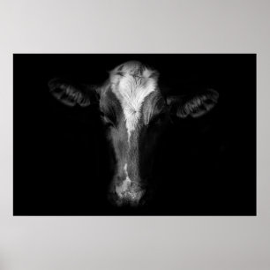Poster Fermes   Tête de vache B&W