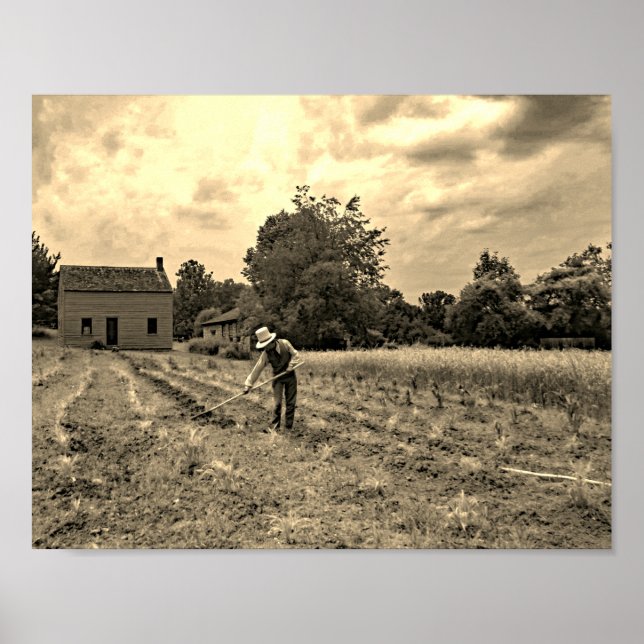 Poster Fermier vintage Séphia Photographie (Devant)