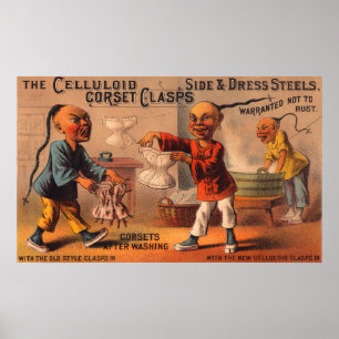 Poster Fermoirs de corset celluloïdes Victorian tradecard