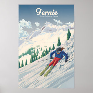 Poster Fernie Colombie-Britannique Canada Station de ski