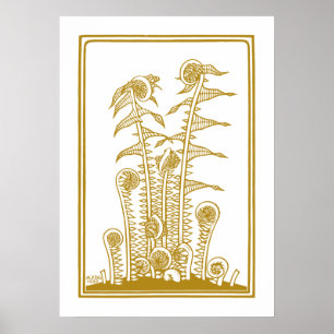 Poster Ferns (1920) by Julie de Graag Vintage Woodcut