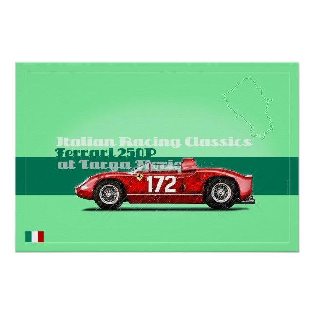 Poster Ferrari 250P à la Targa Florio (Devant)