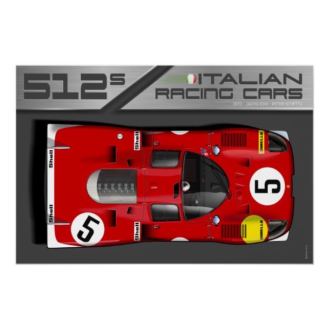 Poster Ferrari 512S LM No.5 (Devant)
