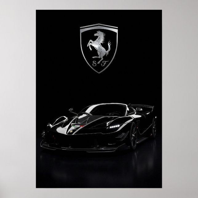 Poster Ferrari FXX-K Black Hypercar | Dark Supercar (Devant)